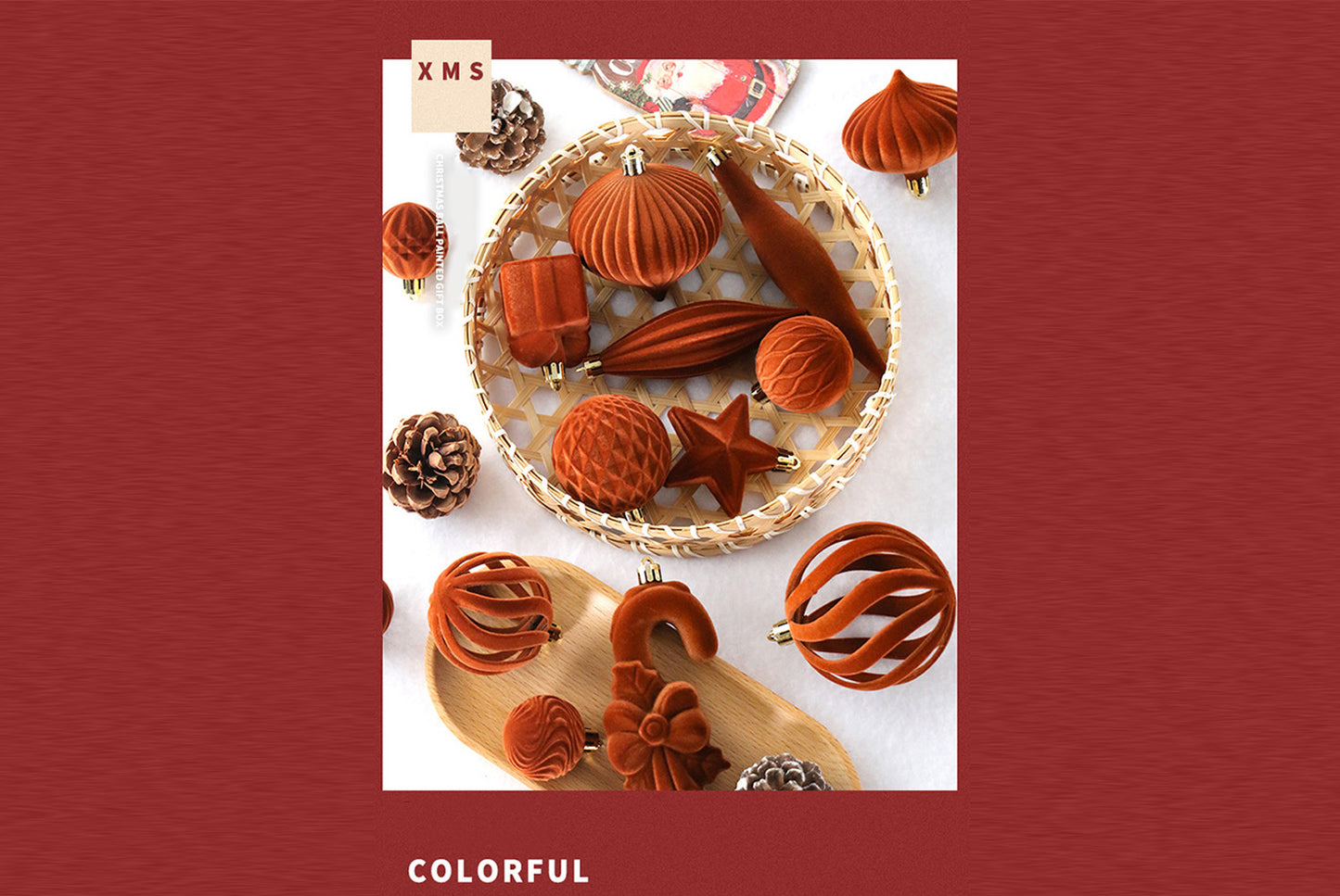 **Flocked Shaped Christmas Ball Decoration Set**