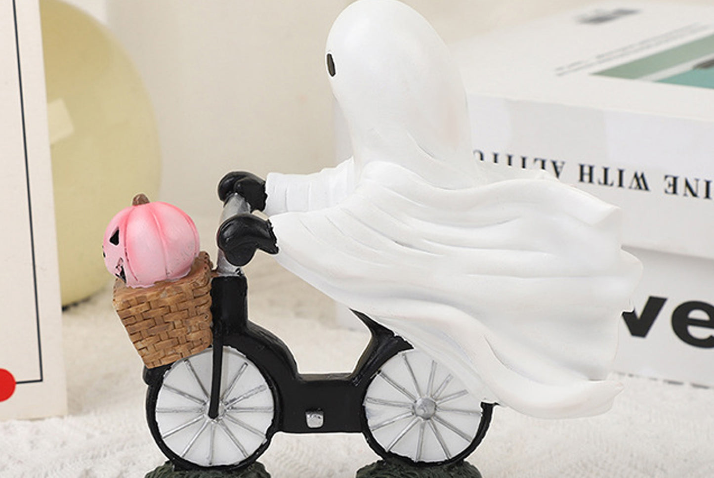 **Halloween Ghost Bicycle Ornament | Creative Desktop Decoration**