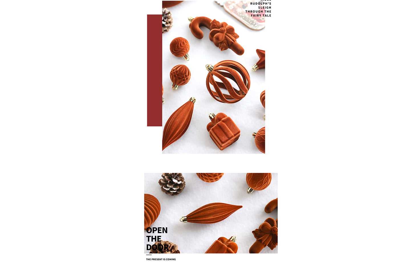 **Flocked Shaped Christmas Ball Decoration Set**