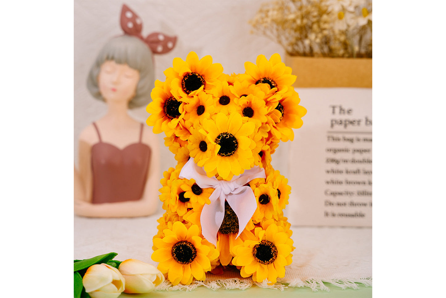 Sunflower Bear Plush | Sunflower Gnome Decorative Figurine