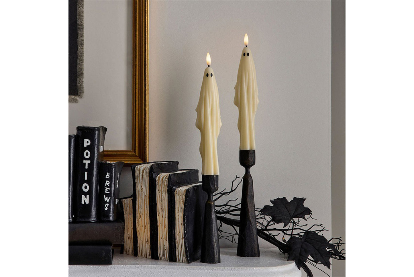 **Flameless Ghost Taper Candle | Halloween Ghost Ornament**