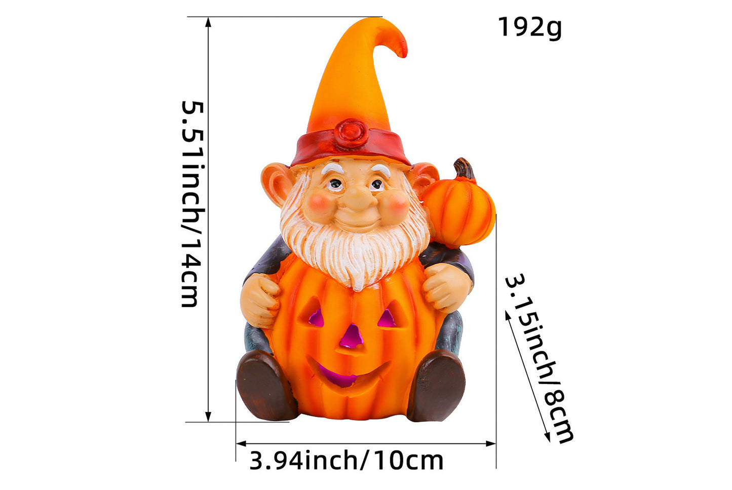 Halloween Pumpkin Old Man Gnome Light-Up Ornament