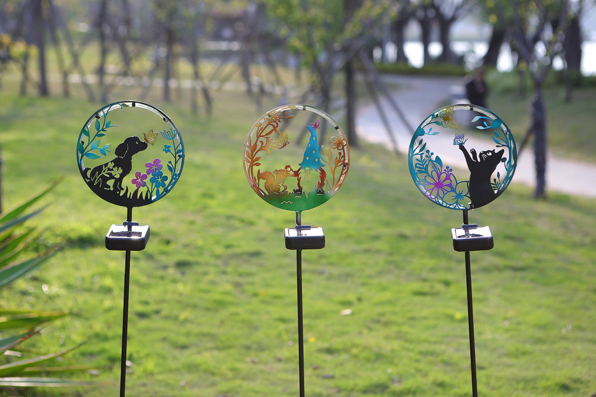 LED Iron Art Solar Garden Animal Silhouette Ground Light