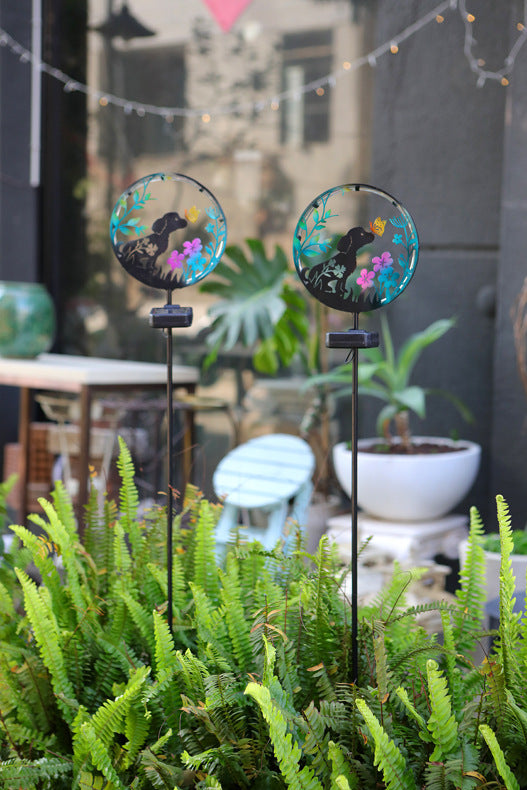 LED Iron Art Solar Garden Animal Silhouette Ground Light