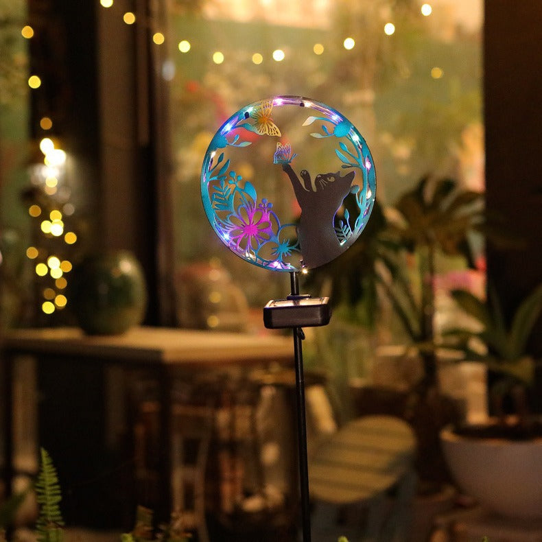 LED Iron Art Solar Garden Animal Silhouette Ground Light