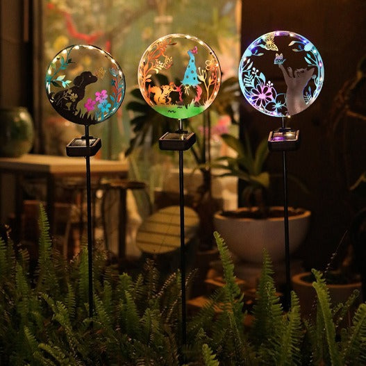 LED Iron Art Solar Garden Animal Silhouette Ground Light