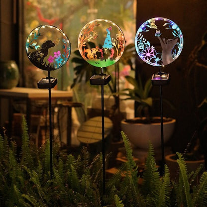 LED Iron Art Solar Garden Animal Silhouette Ground Light