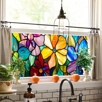 Colored flower static glass sticker