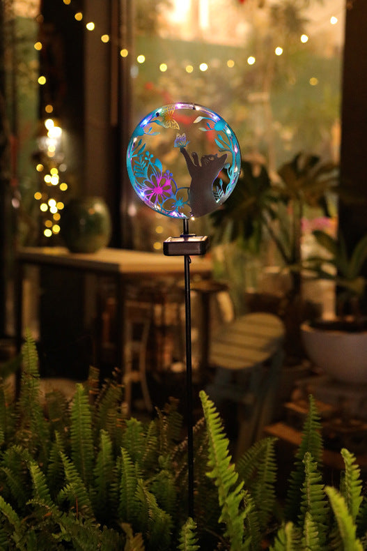 LED Iron Art Solar Garden Animal Silhouette Ground Light