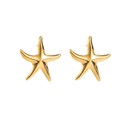 Fashion Mermaid Starfish Stainless Steel Earrings