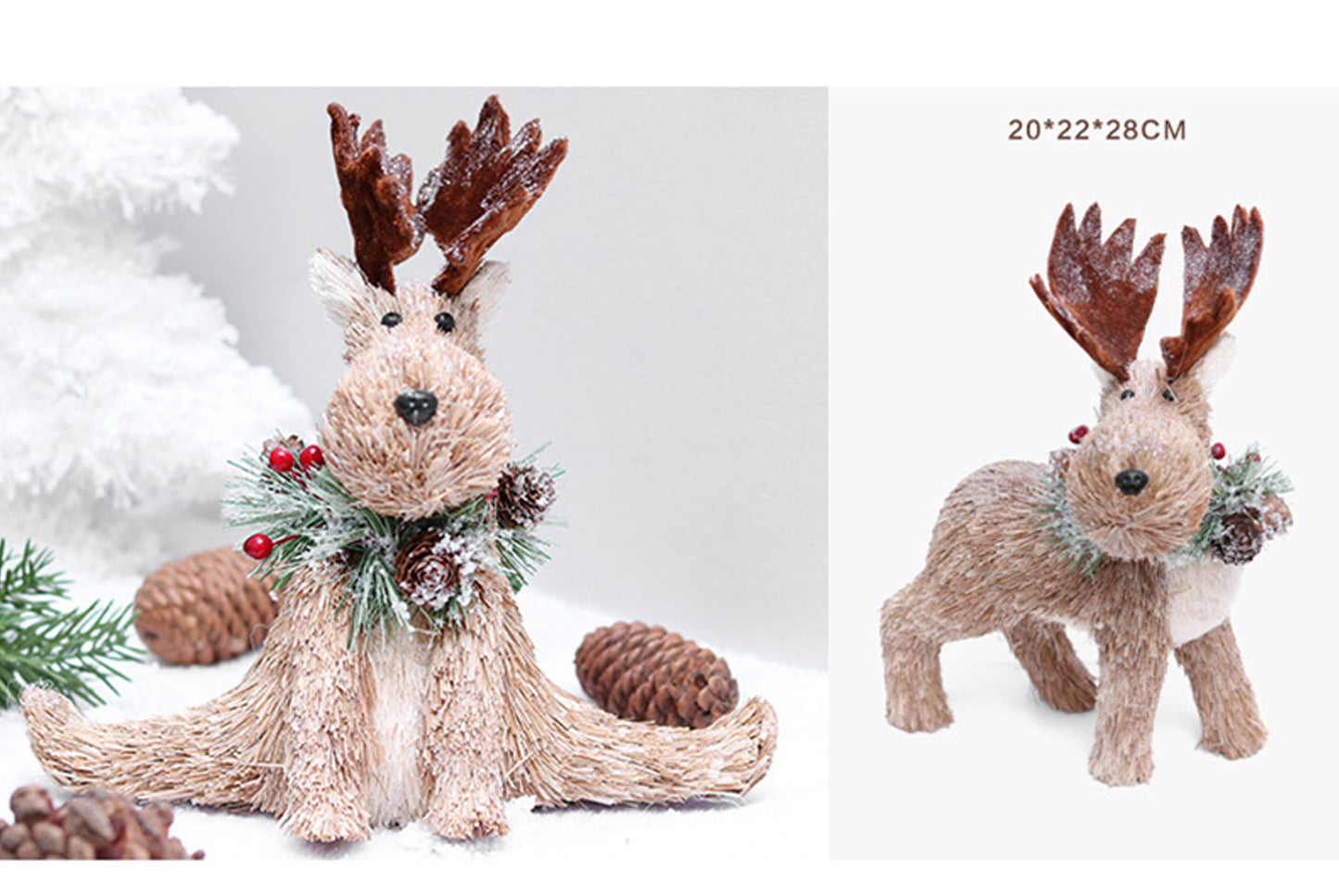 **Cattle Christmas Deer Wooden Ornament Set**