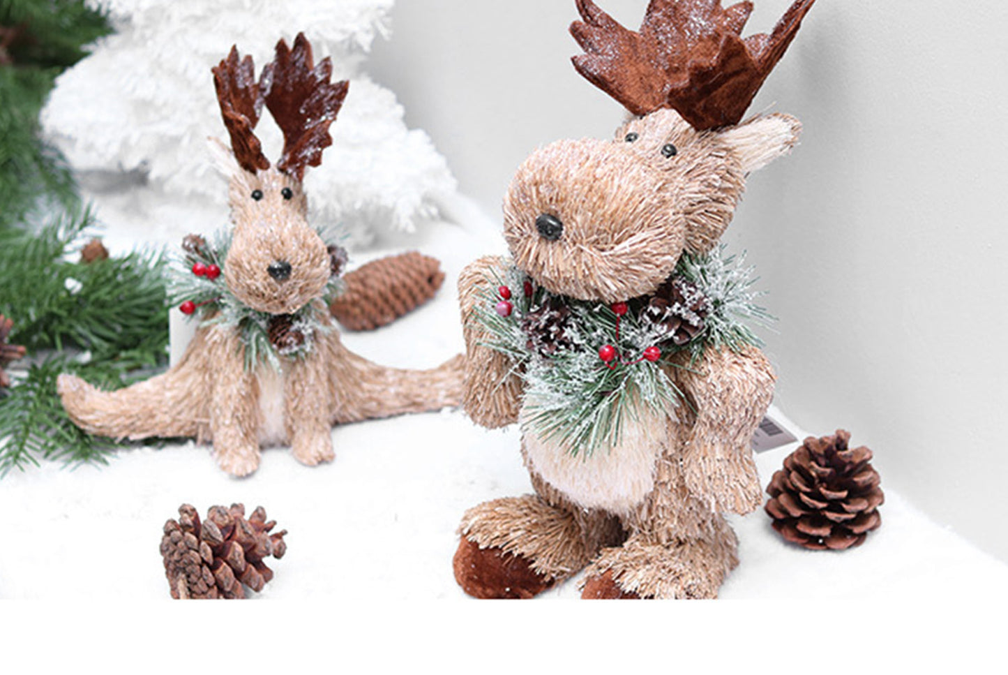 **Cattle Christmas Deer Wooden Ornament Set**