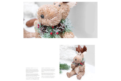 **Cattle Christmas Deer Wooden Ornament Set**