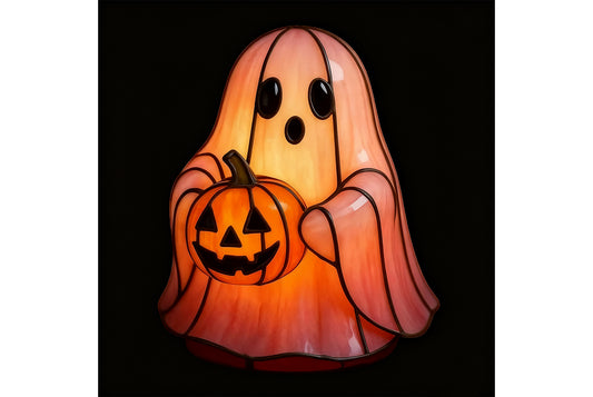 **Cute Ghost Reading Lamp Halloween Resin Ornament**