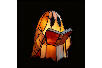 **Cute Ghost Reading Lamp Halloween Resin Ornament**