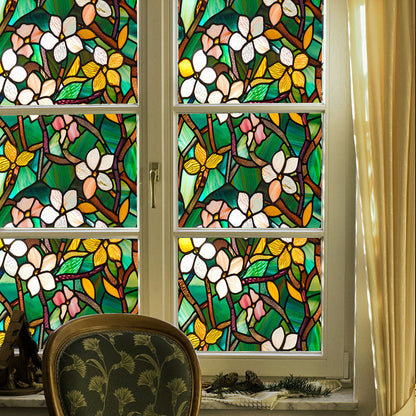 Double-sided colorful flower static glass sticker