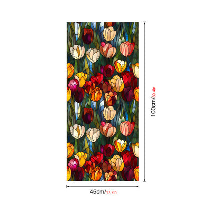 Double-sided colorful flower static glass sticker