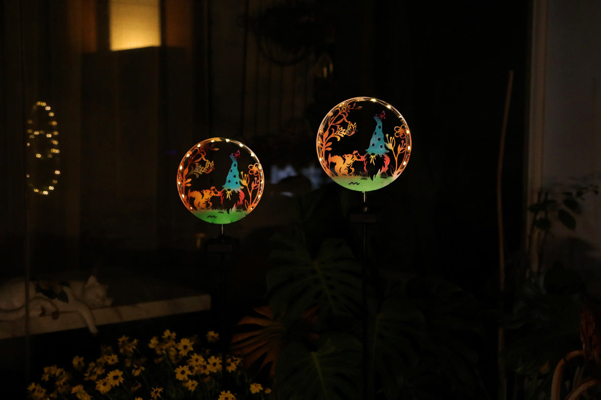 LED Iron Art Solar Garden Animal Silhouette Ground Light