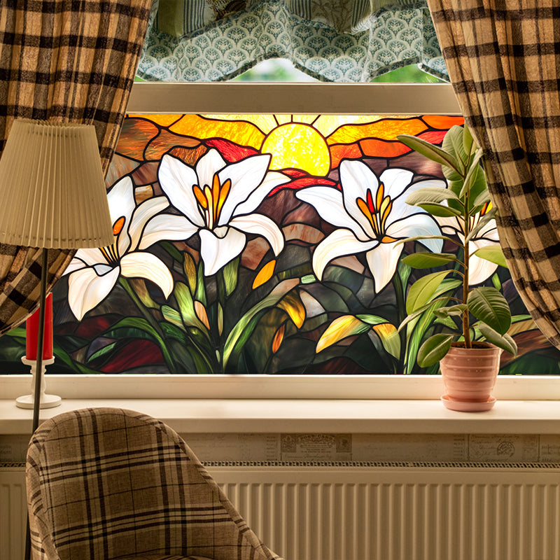 Colored flower static glass sticker