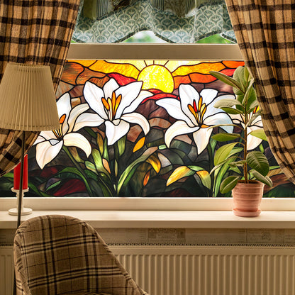 Colored flower static glass sticker