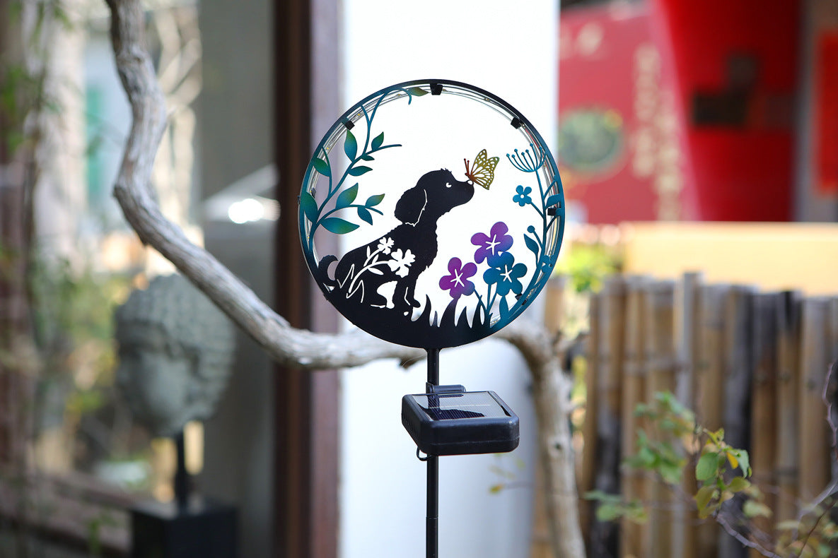 LED Iron Art Solar Garden Animal Silhouette Ground Light