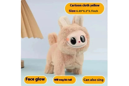 Labubu Electric Dog – Singing Plush Toy with Glowing Face & Wagging Tail