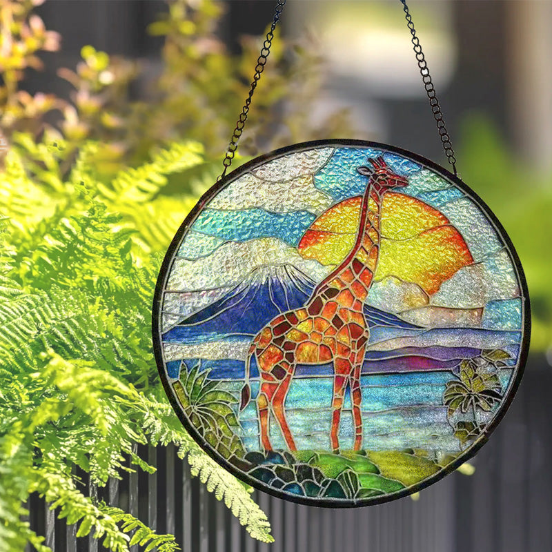 Colorful giraffe glass pendant