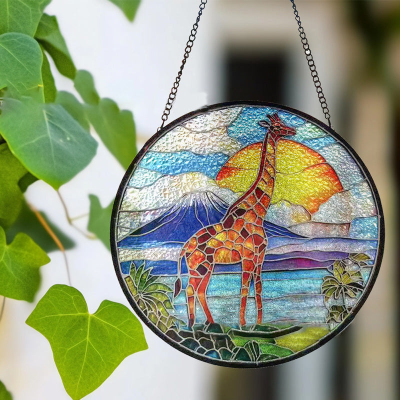 Colorful giraffe glass pendant