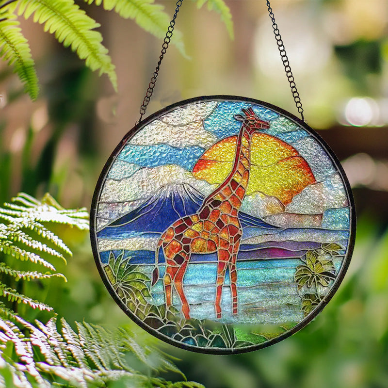 Colorful giraffe glass pendant