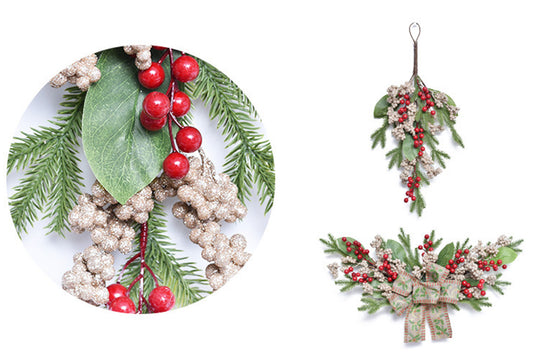50cm Small Red Fruit PE Christmas Wall-Mounted Upside-Down Tree