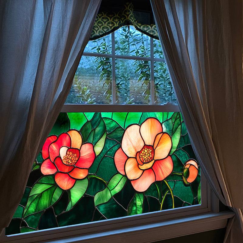 Colored flower static glass sticker