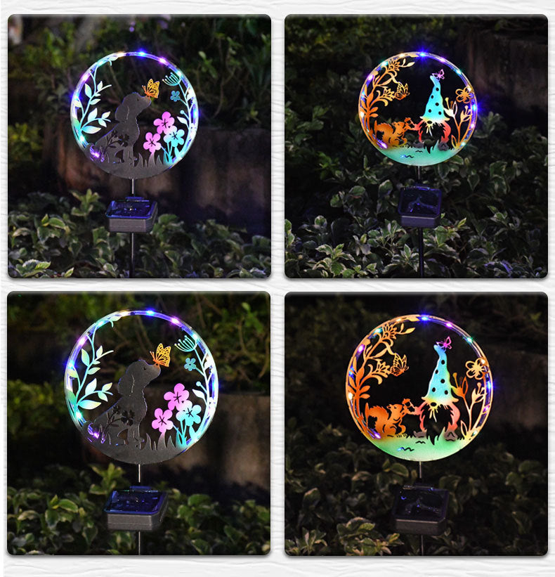 LED Iron Art Solar Garden Animal Silhouette Ground Light