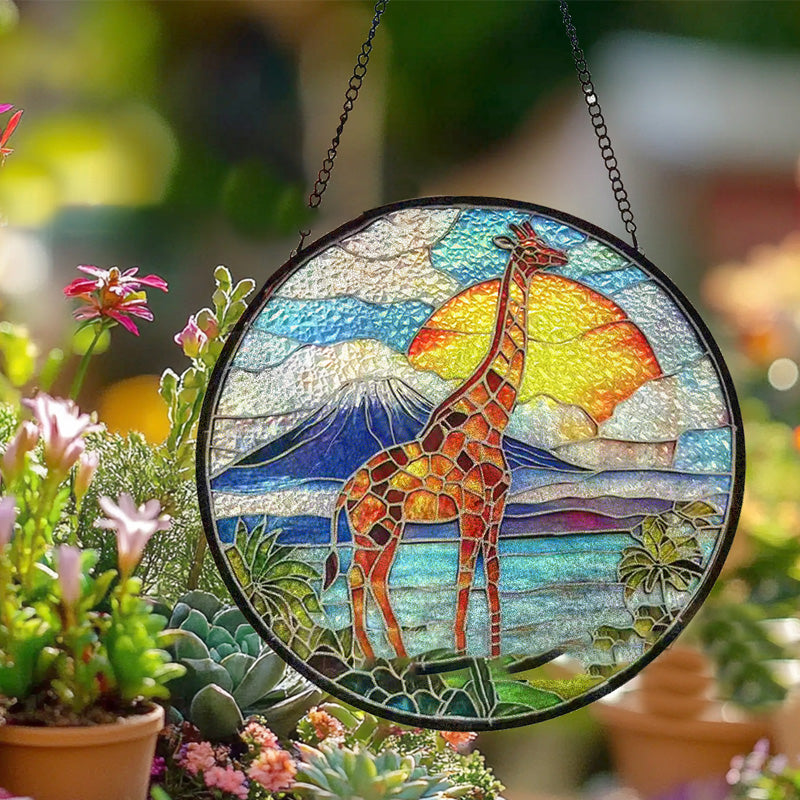 Colorful giraffe glass pendant