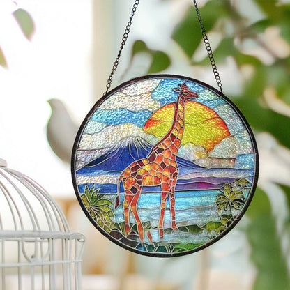 Colorful giraffe glass pendant