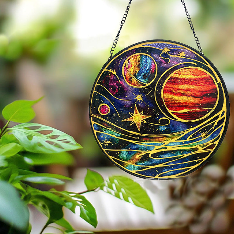 Colored Planet Glass Pendant