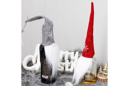 **Nordic Christmas Wine Bottle Cover (Faceless Old Man Snowflake Design)**