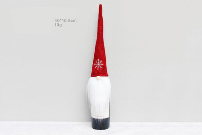 **Nordic Christmas Wine Bottle Cover (Faceless Old Man Snowflake Design)**