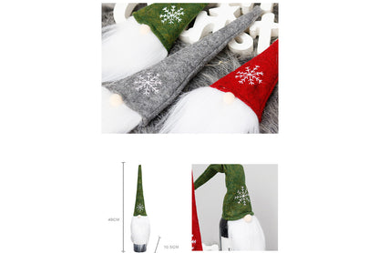**Nordic Christmas Wine Bottle Cover (Faceless Old Man Snowflake Design)**