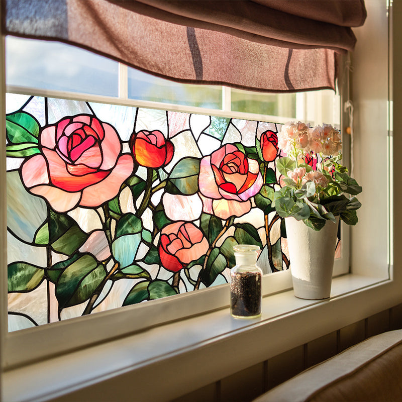 Colored flower static glass sticker