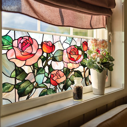 Colored flower static glass sticker