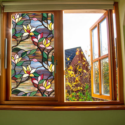 Double-sided colorful flower static glass sticker