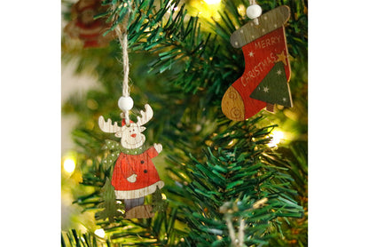 Wooden Painted Christmas Ornaments (Christmas Tree Decoration Set)