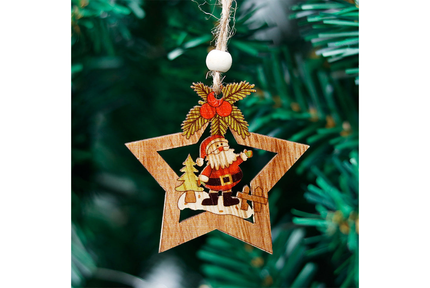 Wooden Painted Christmas Ornaments (Christmas Tree Decoration Set)
