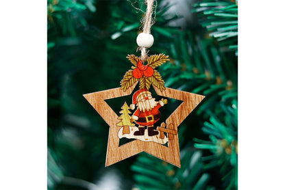 Wooden Painted Christmas Ornaments (Christmas Tree Decoration Set)