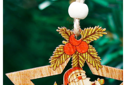 Wooden Painted Christmas Ornaments (Christmas Tree Decoration Set)