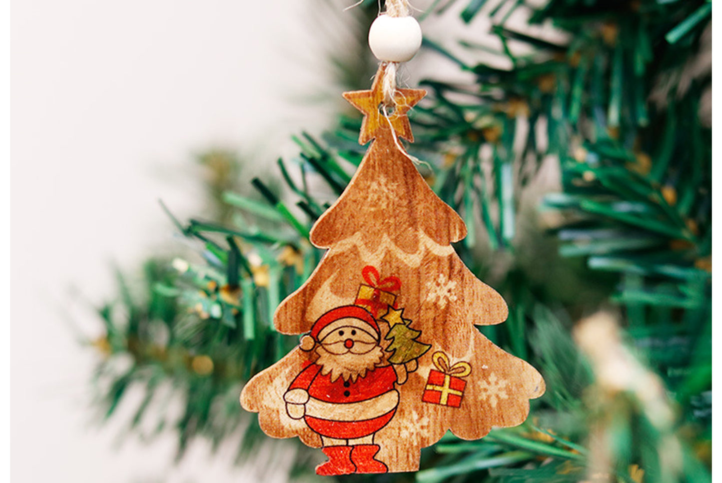 Wooden Painted Christmas Ornaments (Christmas Tree Decoration Set)