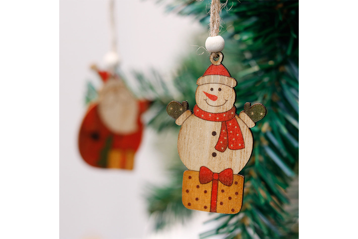 Wooden Painted Christmas Ornaments (Christmas Tree Decoration Set)