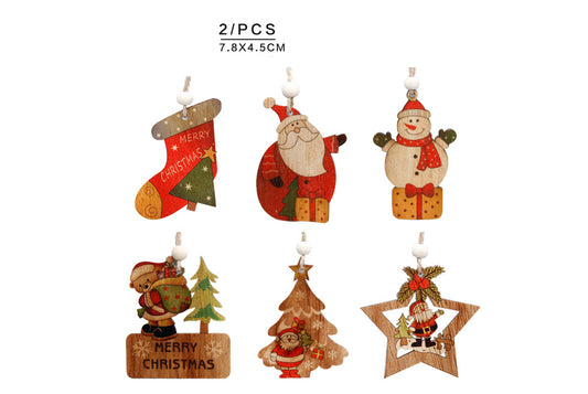 Wooden Painted Christmas Ornaments (Christmas Tree Decoration Set)