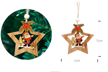 Wooden Painted Christmas Ornaments (Christmas Tree Decoration Set)