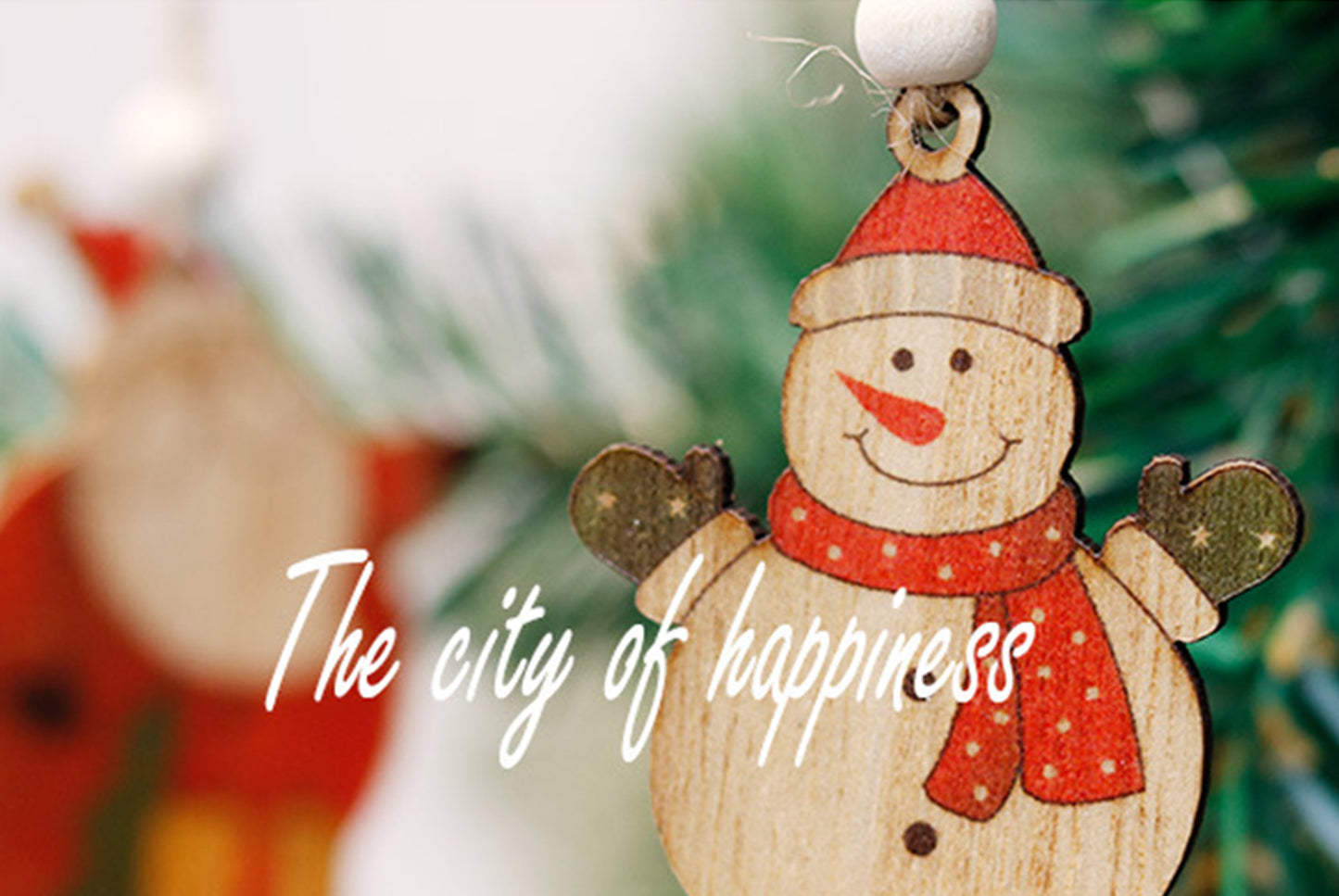 Wooden Painted Christmas Ornaments (Christmas Tree Decoration Set)